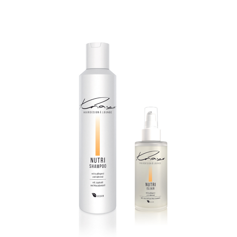 Knaus Nutri Shampoo - Nutri Elixier Shampoo Haaröl Spray Set Vegan - Knaus Hairdesign